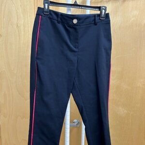 Ted Baker London sporty navy blue pants with red satiny stripe